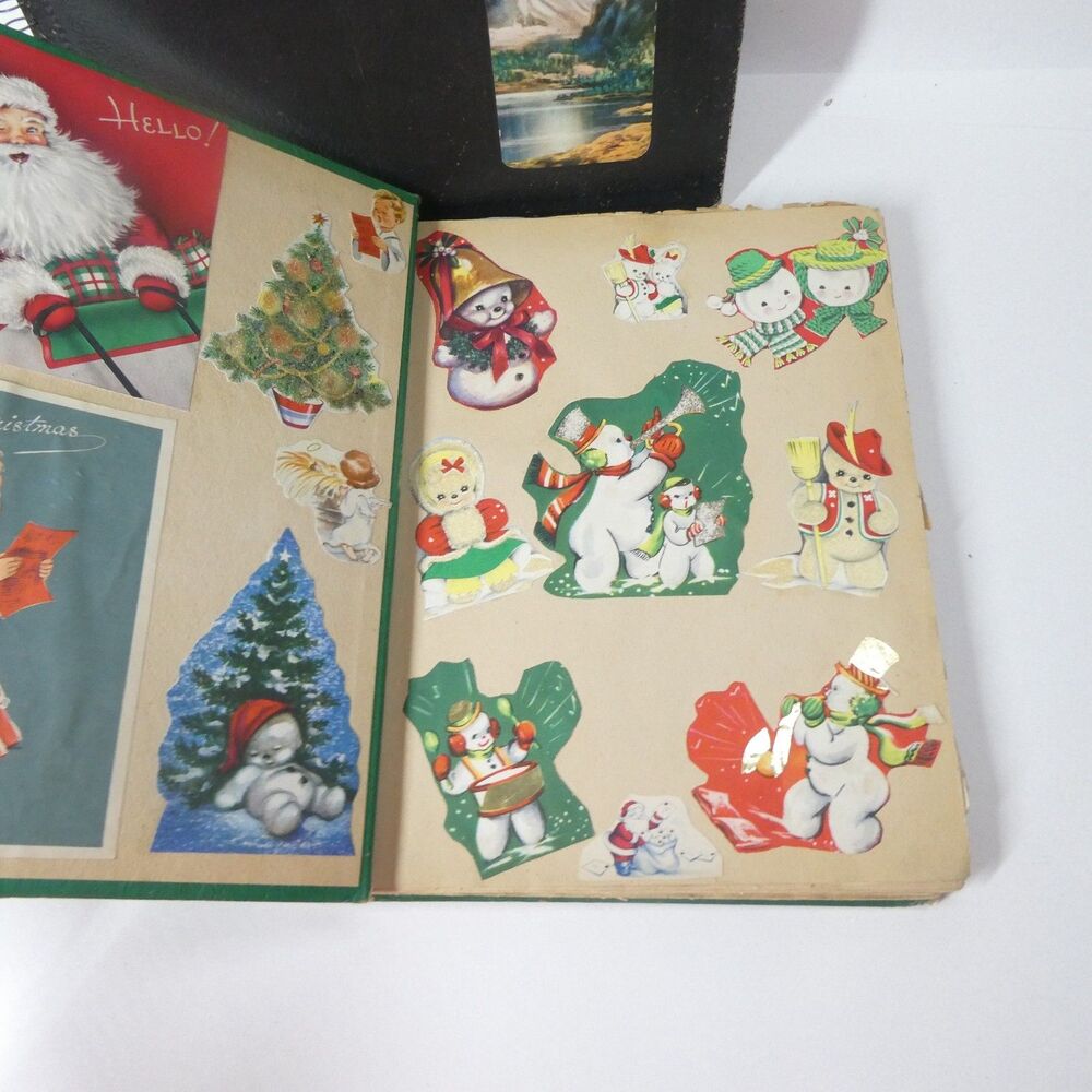 2 Scrapbooks Vintage 1950s Valentines Holiday Cards Clippings